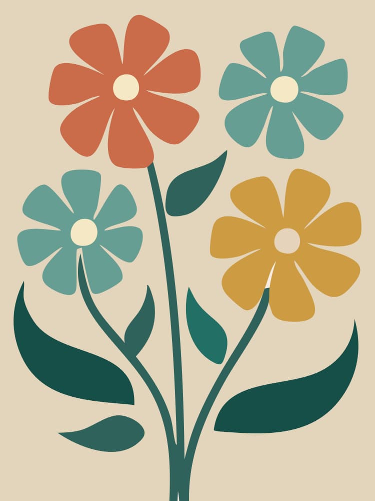 Colorful Mid Century Flowers