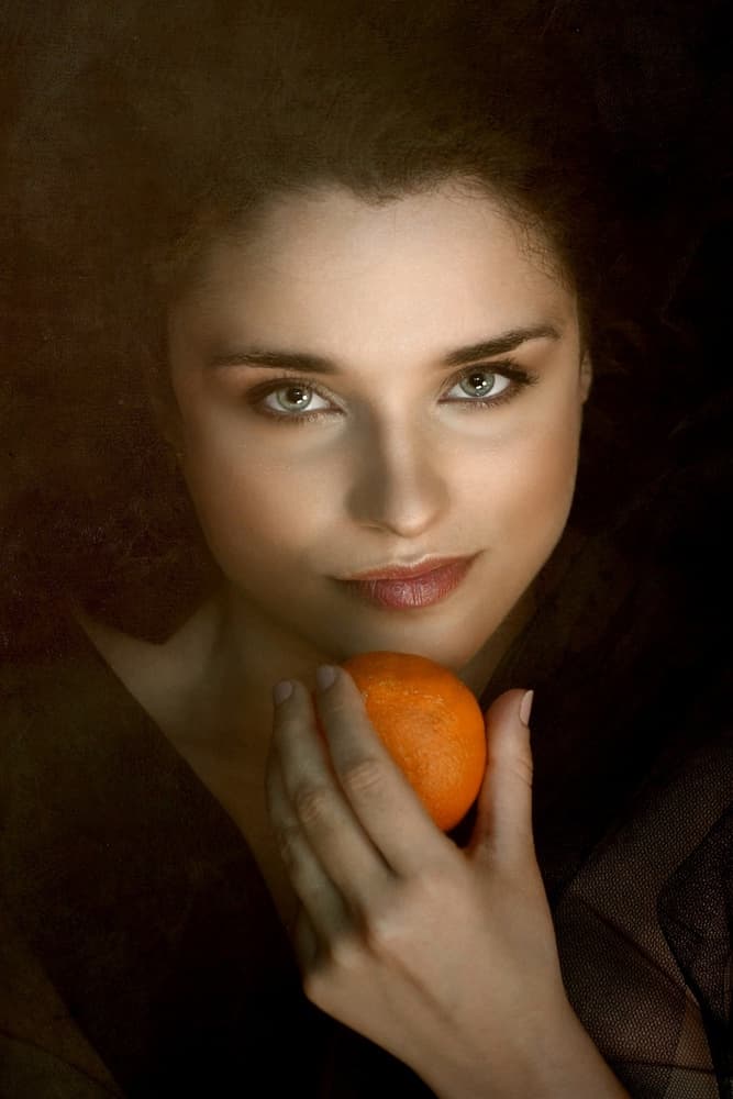 Elegant Orange Portrait by Olga Mest — canvas wall art