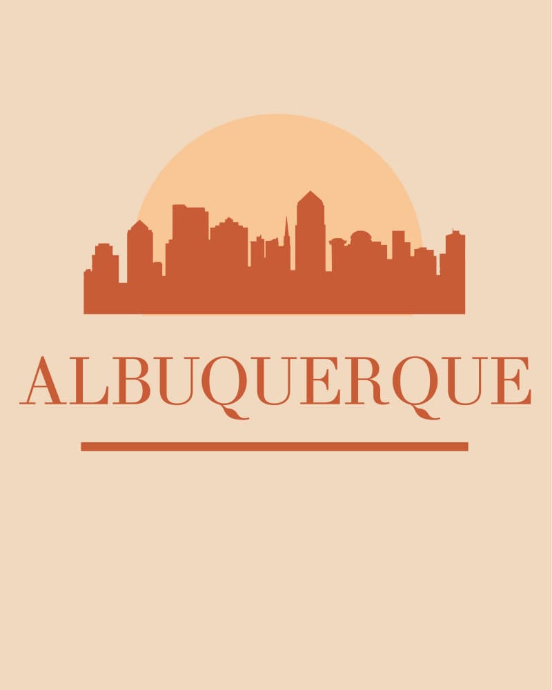 Albuquerque Skyline Sunset by Emiliano Deificus — canvas wall art