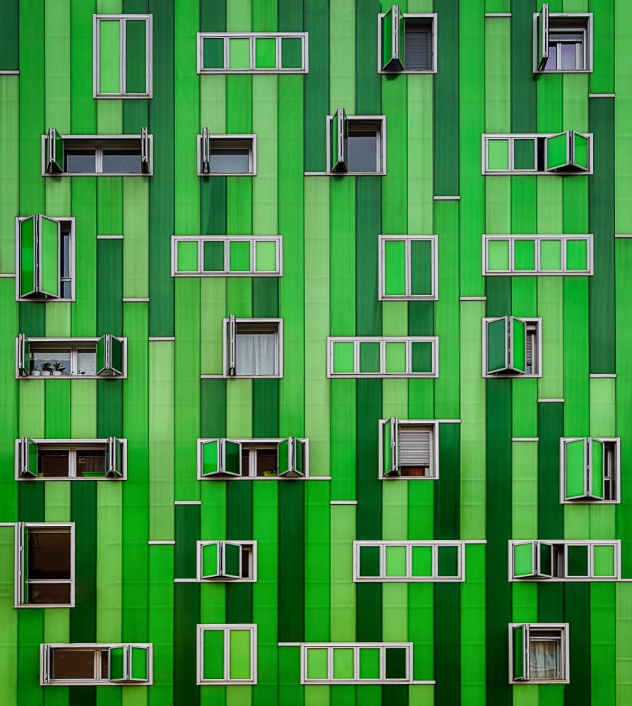 Vibrant Green Architecture by Enrique Rodriguez de Mingo — canvas wall art