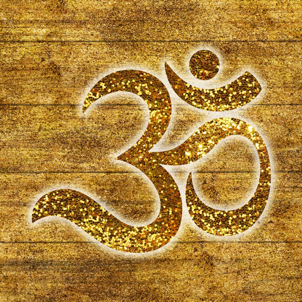 Golden Glitter Om Symbol by Martina — canvas wall art