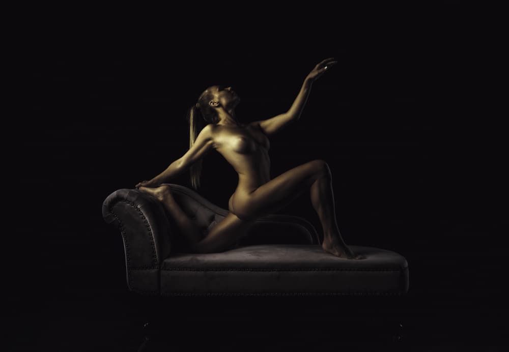 Golden Nude Elegance by Vasco Inglez — canvas wall art