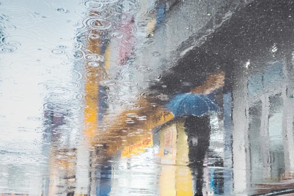 Rainy City Reflections by Haruyo Sakamoto — canvas wall art