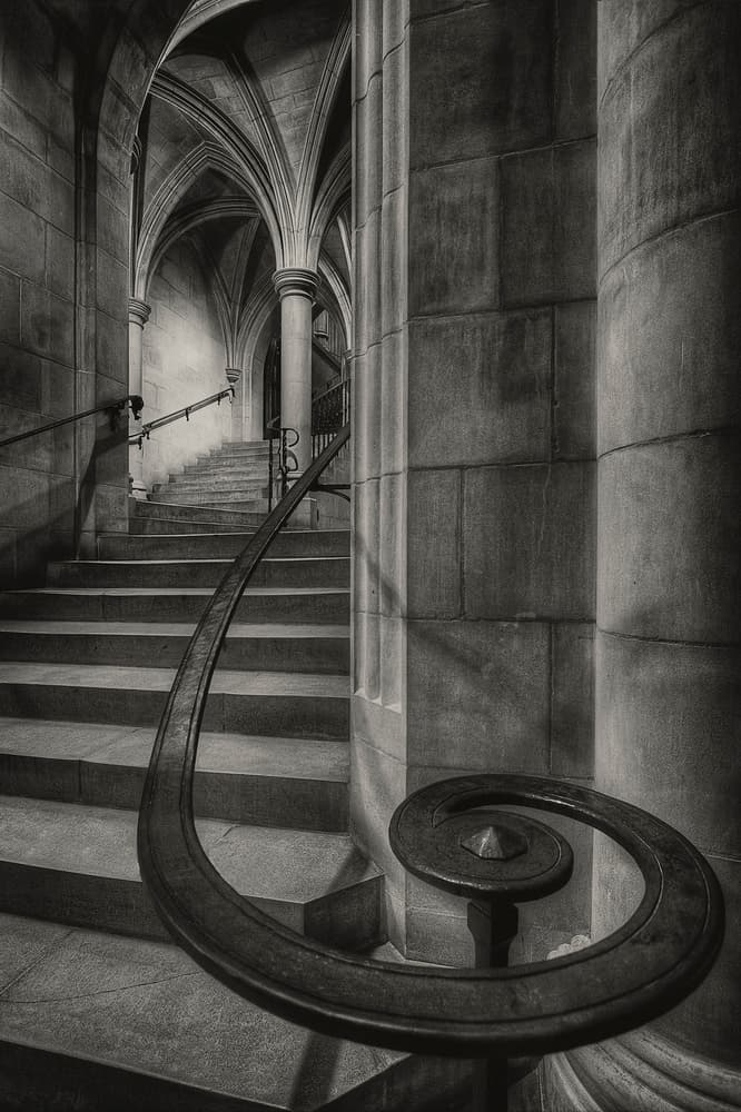 Elegant Spiral Staircase by Christopher Budny — canvas wall art