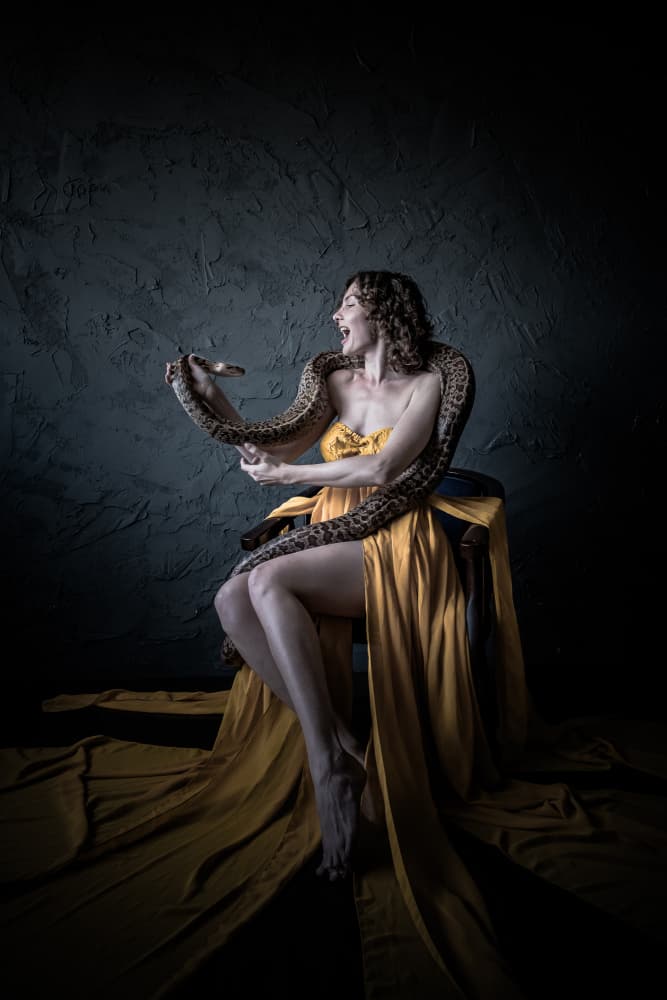 Golden Serpent Woman by MAZAL TOV MATTY OZERI — canvas wall art