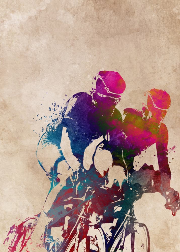 Dynamic Cycling Watercolor by Justyna Jaszke — canvas wall art
