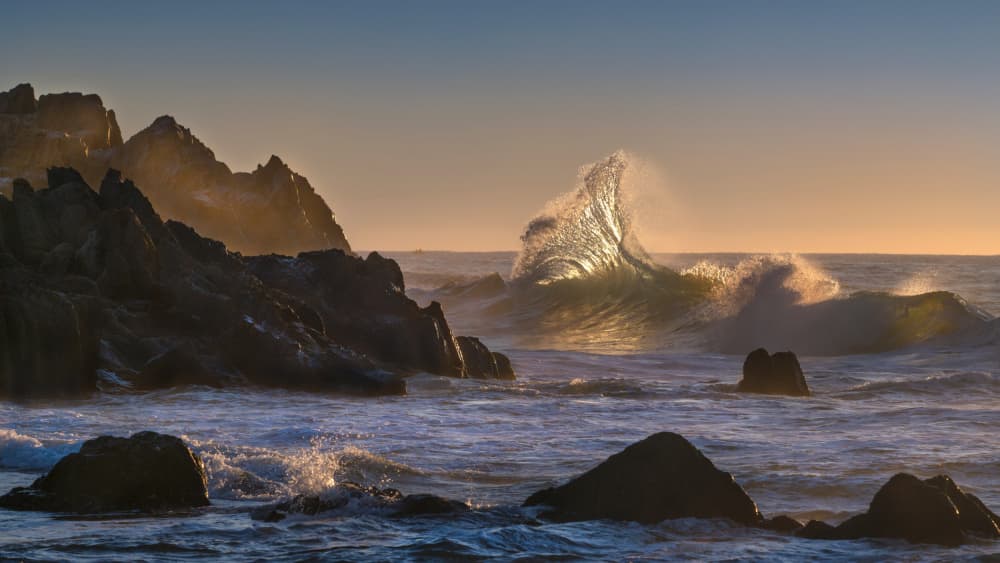 Golden Wave Crash by Emanuel Papamanolis — canvas wall art