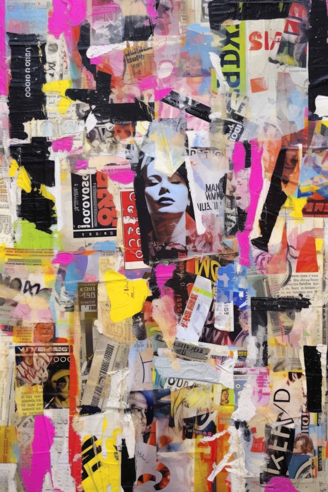 Vivid Collage Echoes by Treechild — canvas wall art