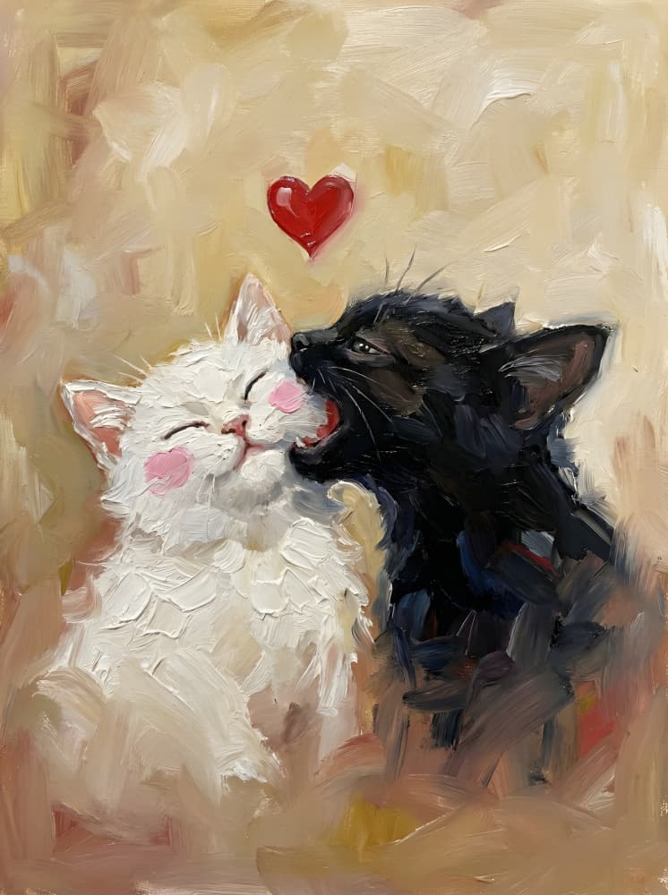 Sweet Cat Kiss by HUGO — canvas wall art
