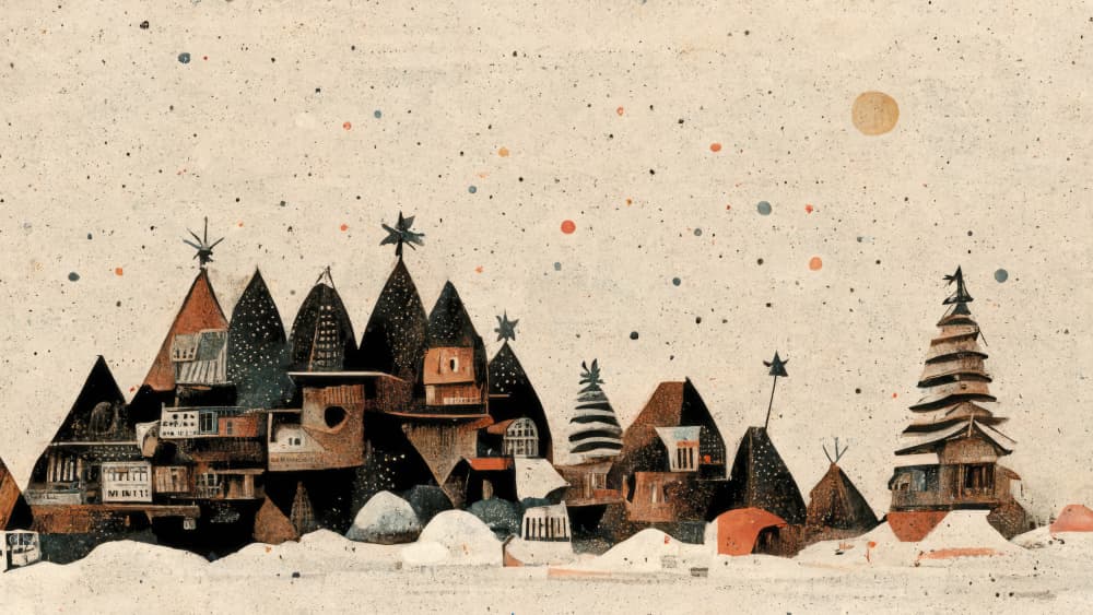 Winter Village Dream by Treechild — canvas wall art