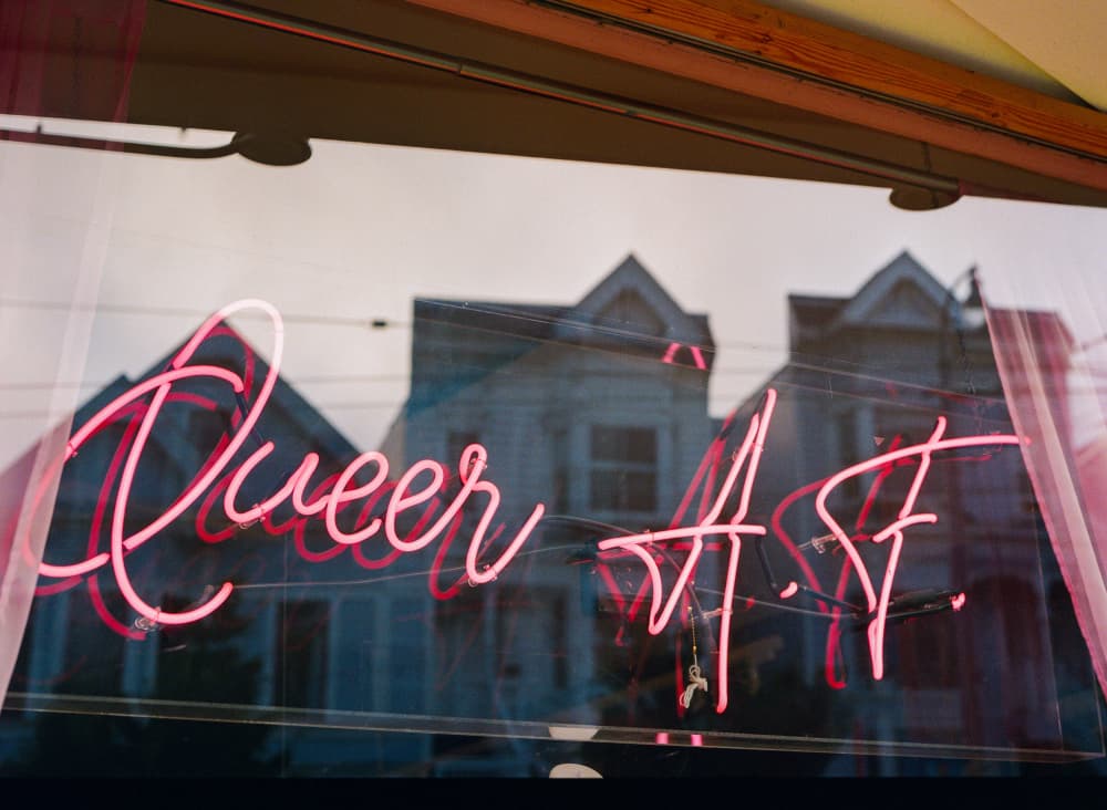 Queer Neon City Reflection by Bethany Young — canvas wall art