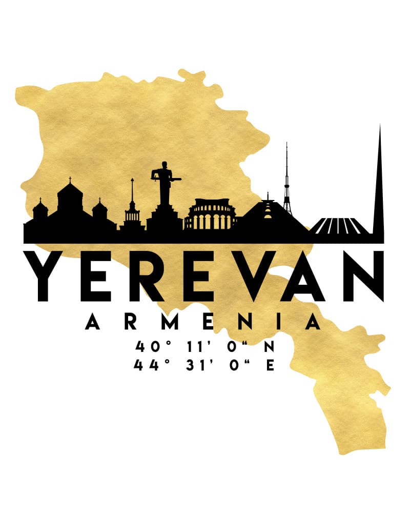 Yerevan Armenia Skyline by Emiliano Deificus — canvas wall art