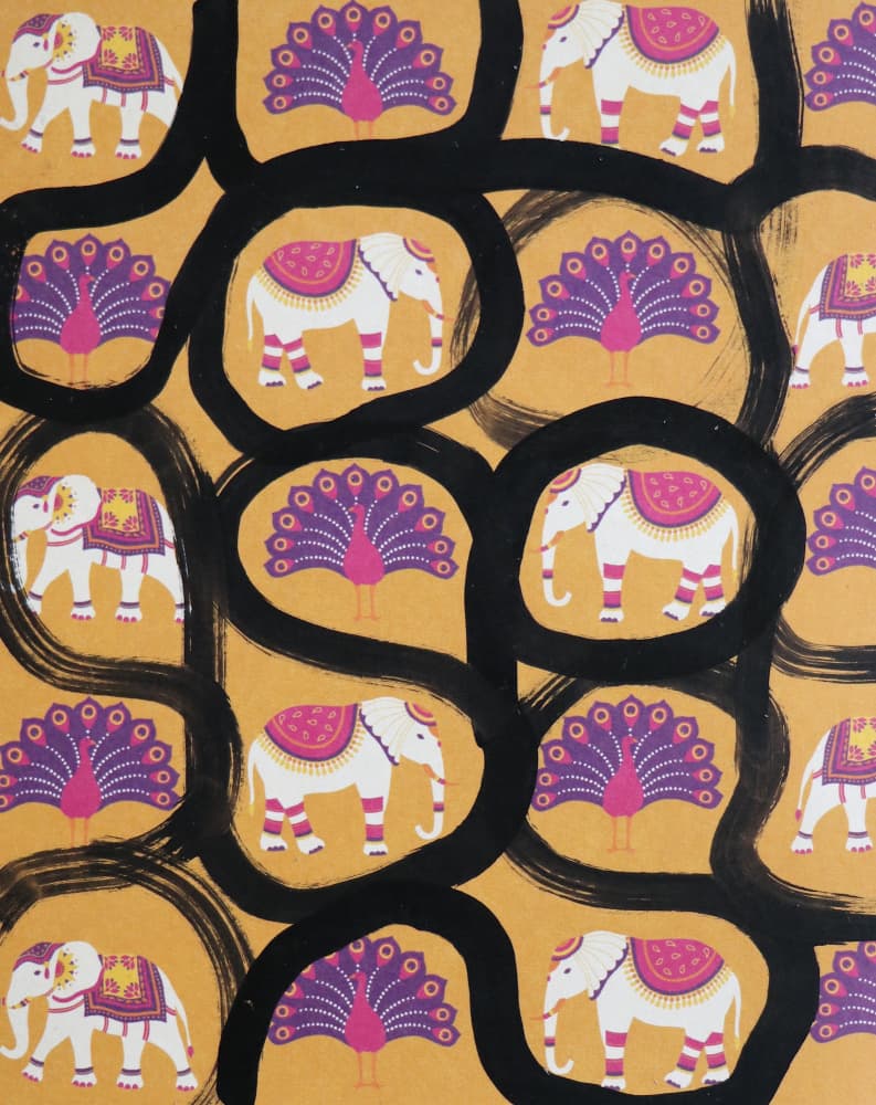 Indian Elephant Peacock Pattern by Santhosh ch — canvas wall art