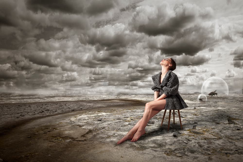 Woman in Surreal Desolation by Christine von Diepenbroek — canvas wall art