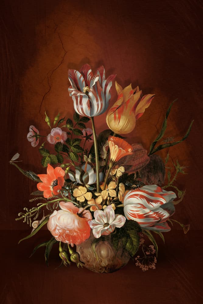 Opulent Floral Still Life by Marja van den Hurk — canvas wall art