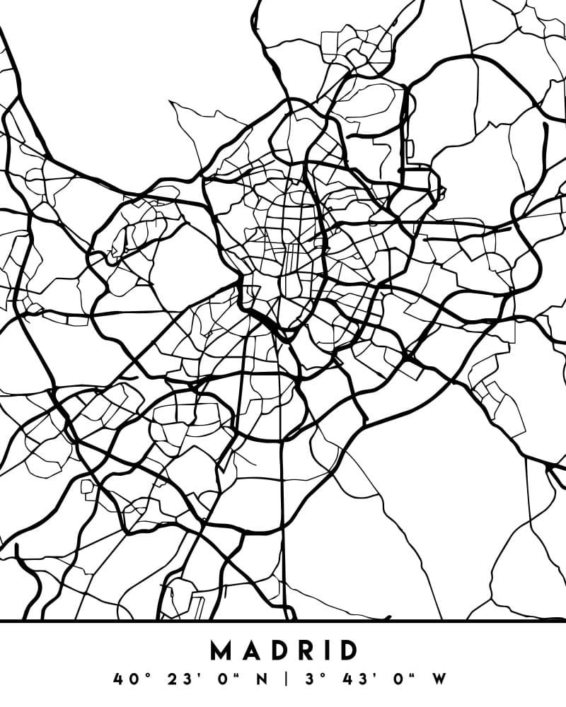 Minimalist Madrid Map by Emiliano Deificus — canvas wall art