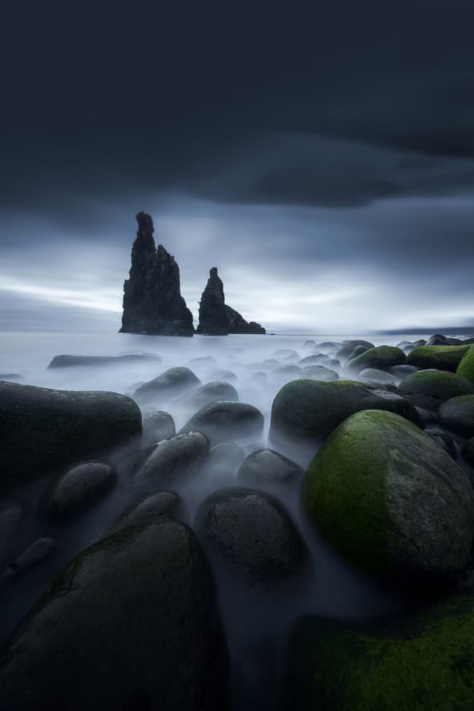 Moody Sea Stacks by NingYun Ye — canvas wall art