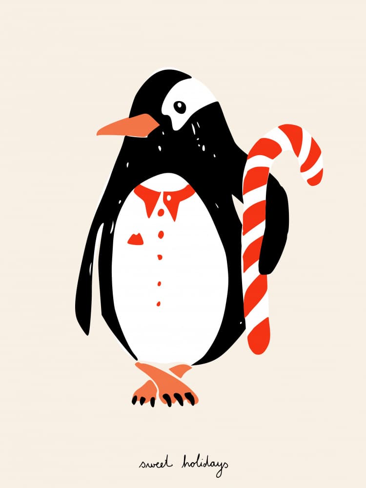 Sweet Holiday Penguin by Annick — canvas wall art