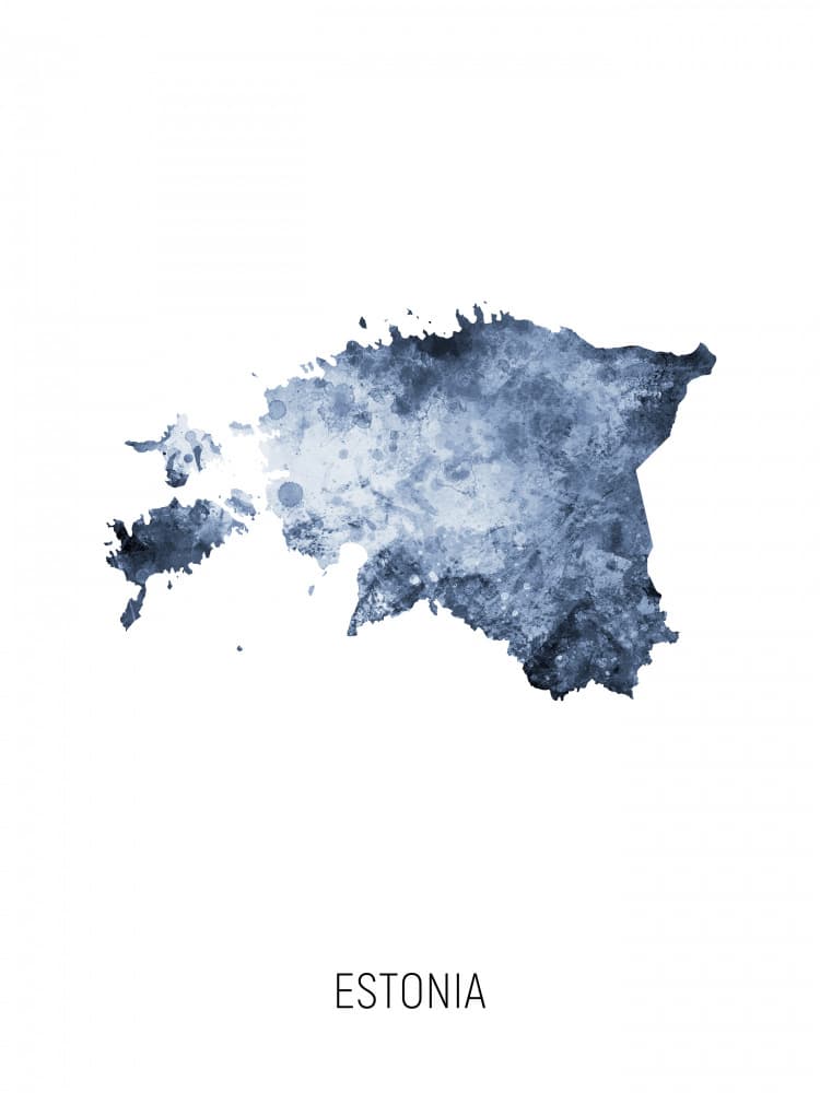 Estonia Watercolor Map by Michael Tompsett — canvas wall art