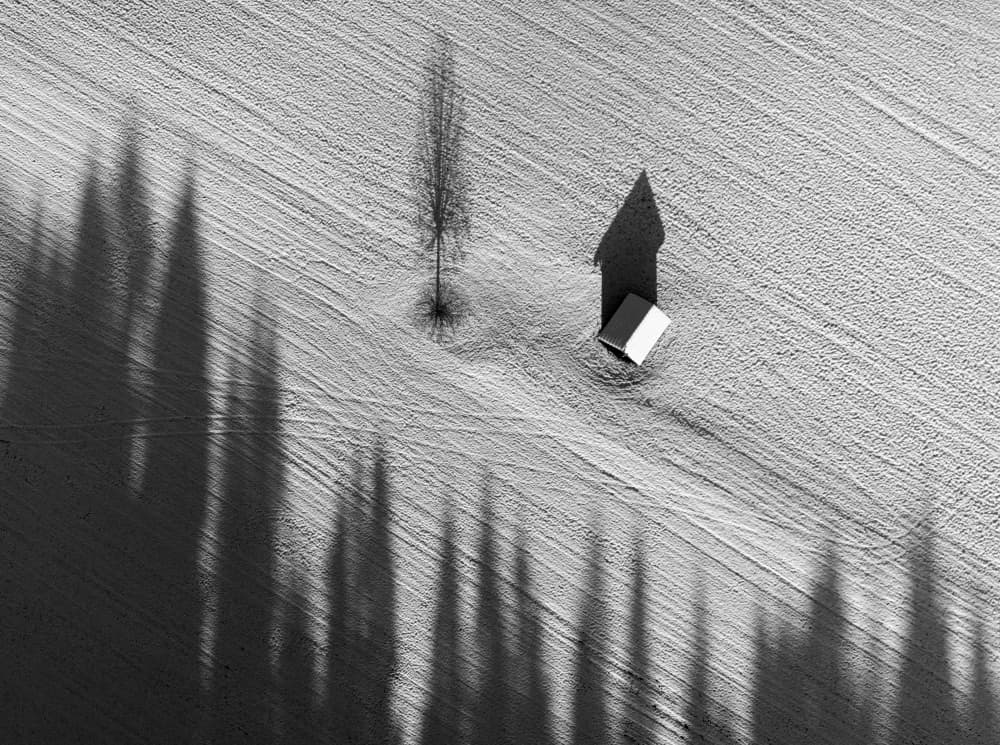 Winter Cabin Long Shadows by Streiff Marcel — canvas wall art