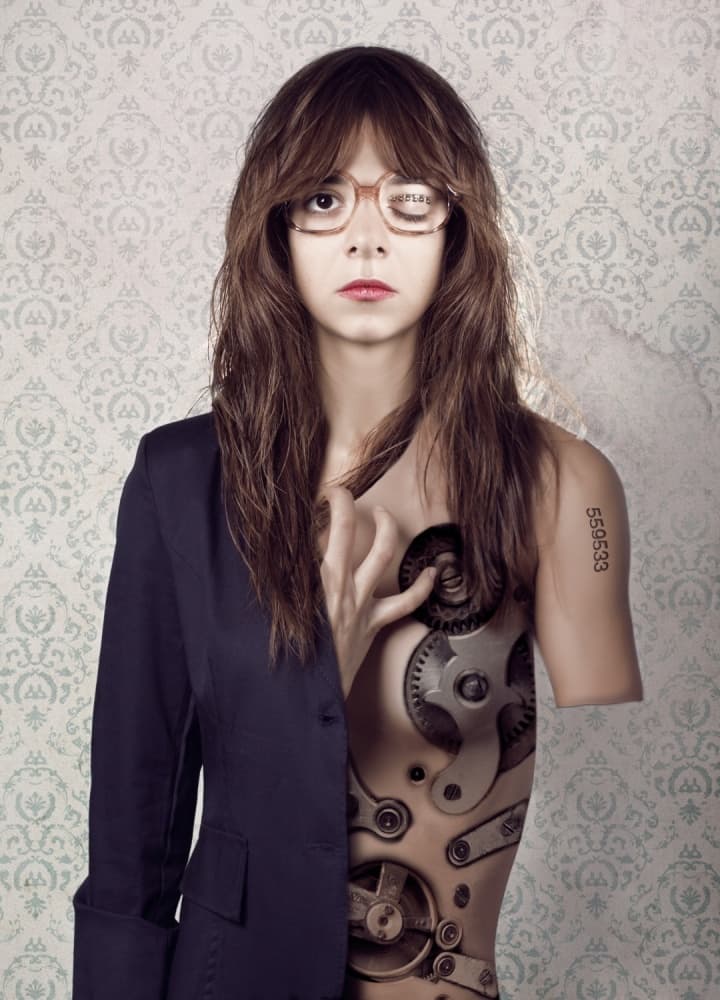 Cyborg Woman Portrait by claudia méndez cordero — canvas wall art