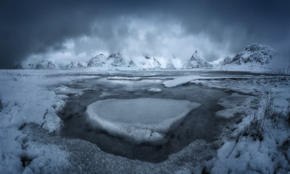 Icy Winter Mountainscape by Carlos Gonzalez — canvas wall art
