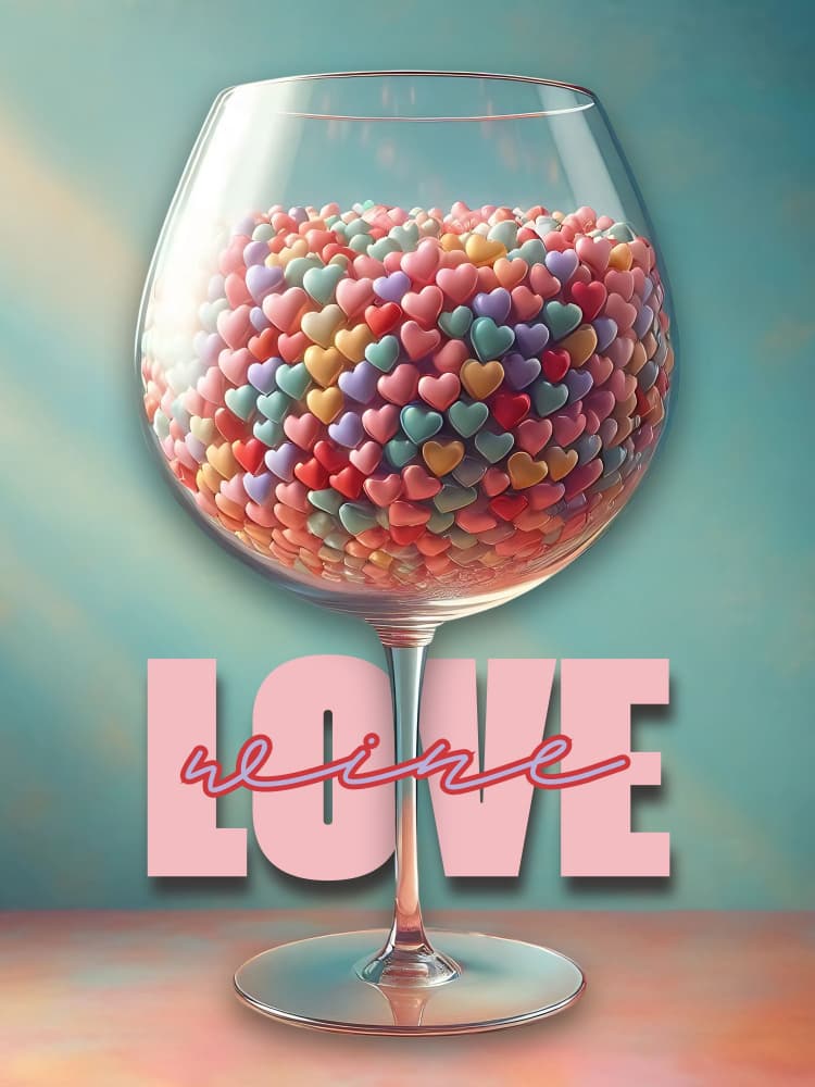 Love Wine Candy Hearts by Tonya van Schalkwyk — canvas wall art