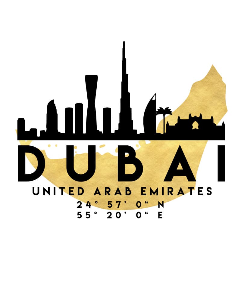 Golden Dubai Skyline by Emiliano Deificus — canvas wall art