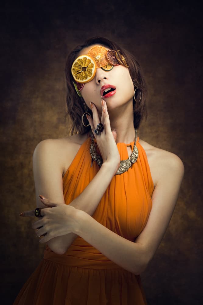 Creative Orange Portrait by Suguru Sumimoto — canvas wall art