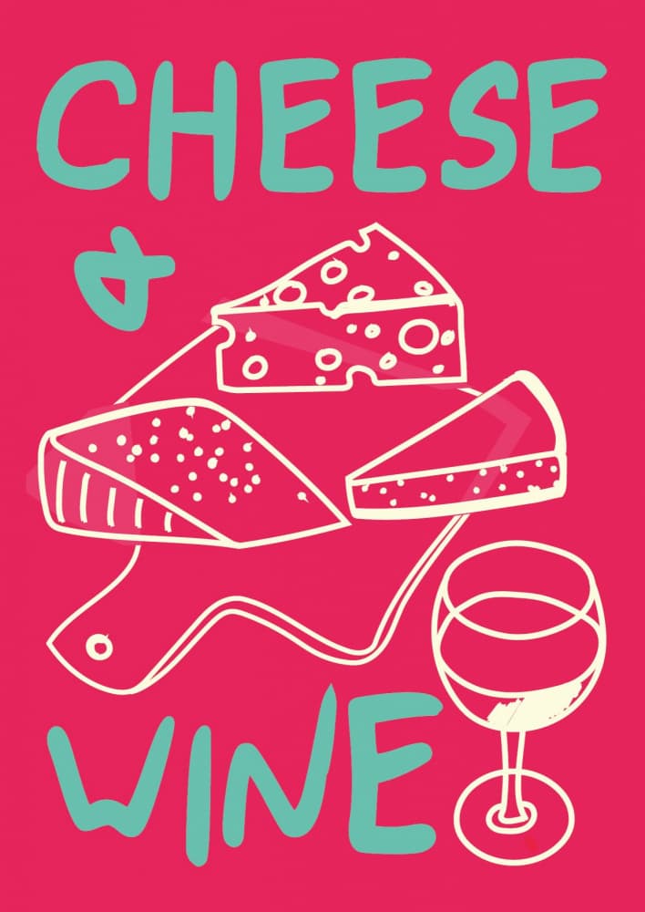 Cheese and Wine Delight by WallChart Art Studio — canvas wall art