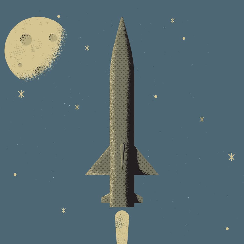 Rocket Moon Journey by The Creating Mind — canvas wall art