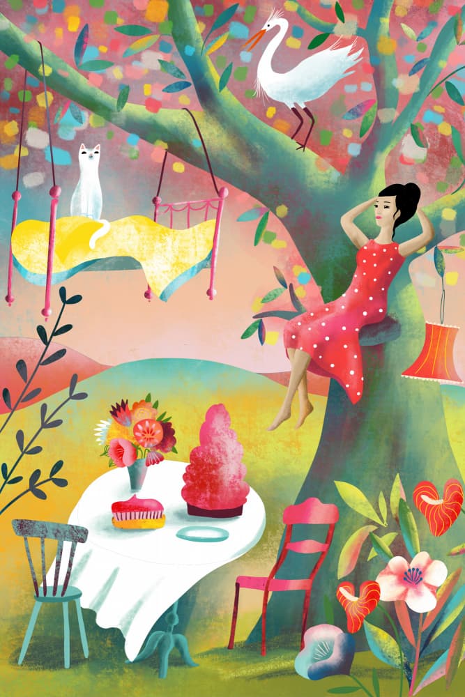 Dreamy Treehouse Garden by uta krogmann — canvas wall art