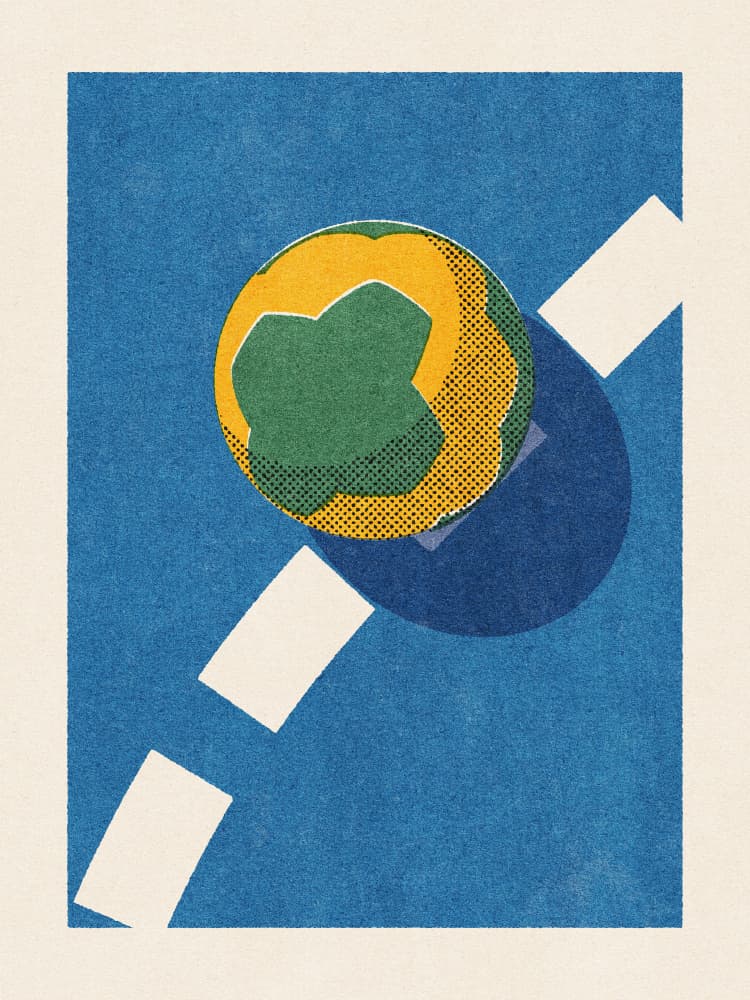 Game Ball On Blue Court by Daniel Coulmann — canvas wall art