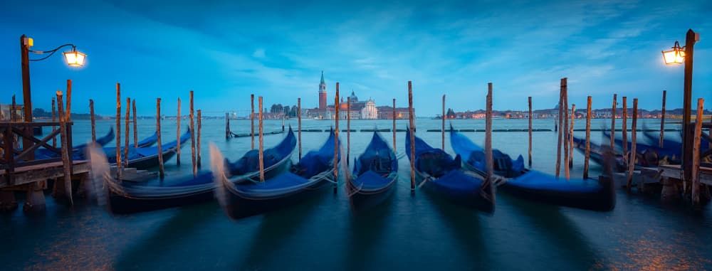 Venice Twilight Gondolas by Bartolome Lopez — canvas wall art
