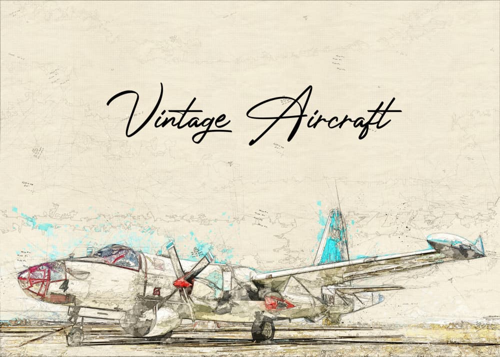 Vintage Aircraft Sketch by Lembayung senja studio [Vintage Poster] — canvas wall art