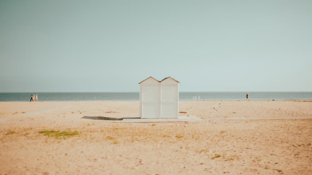 Minimalist Beach Huts by Walter Caterina — canvas wall art