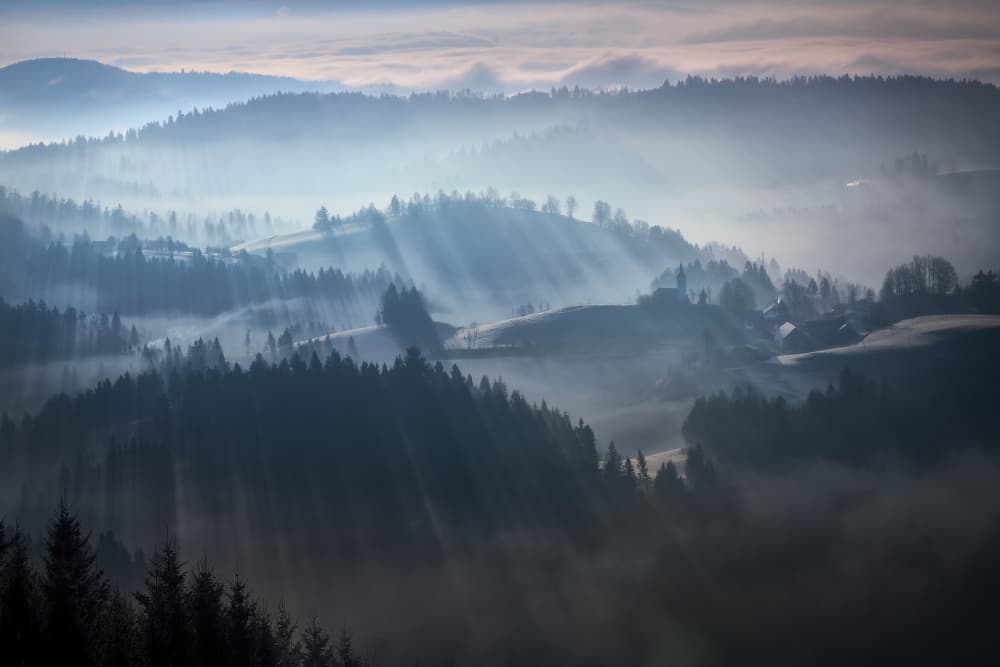 Misty Mountain Morning by Ricardo Gayan — canvas wall art