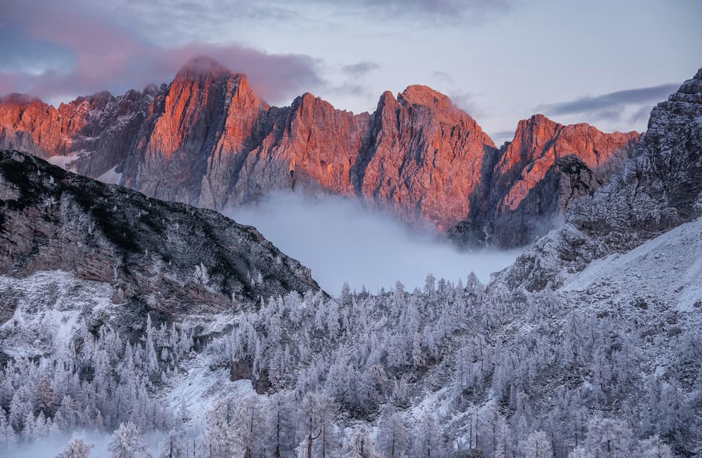 Frosted Mountain Sunrise by Ales Krivec — canvas wall art