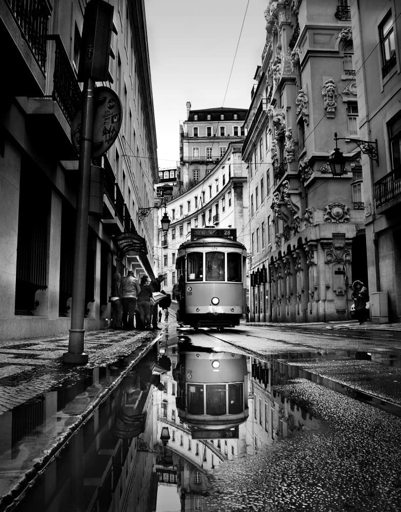 Classic Tram Reflection by Ezequiel59 — canvas wall art