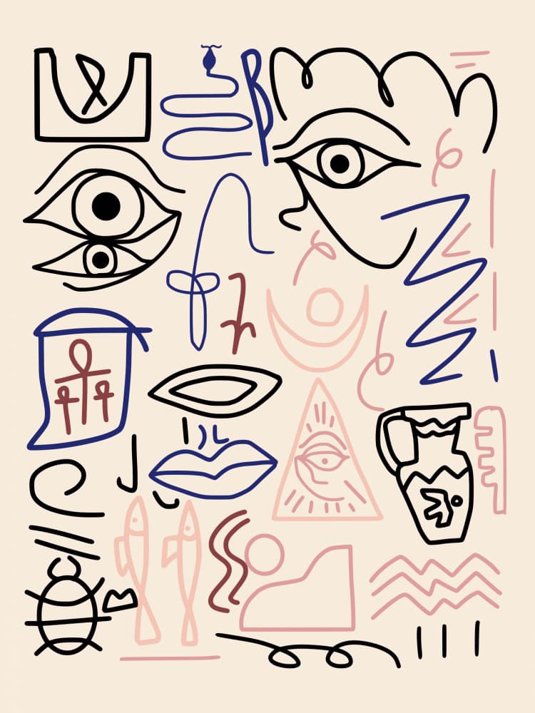 Egyptian Mystic Symbols by Little Dean — canvas wall art