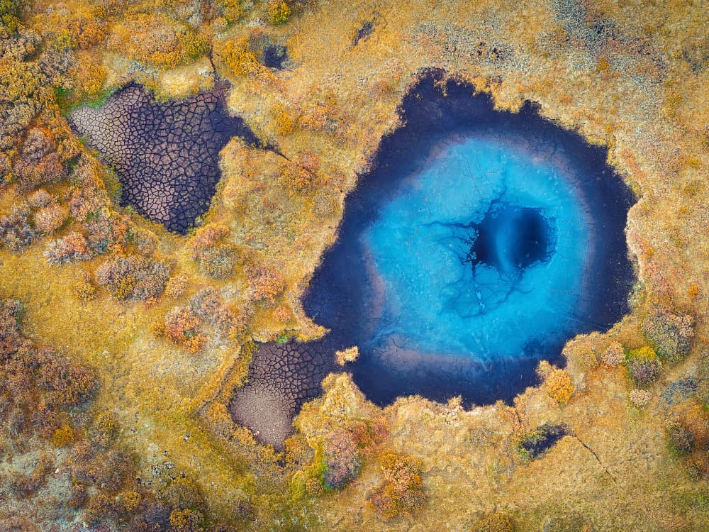 Vibrant Blue Pond by Mei Xu — canvas wall art