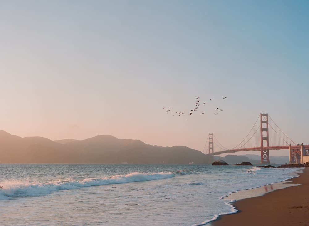 Golden Gate Sunset Beach by Bethany Young — canvas wall art