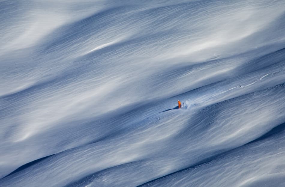 Lone Skier in Powder Snow by Peter Svoboda MQEP — canvas wall art