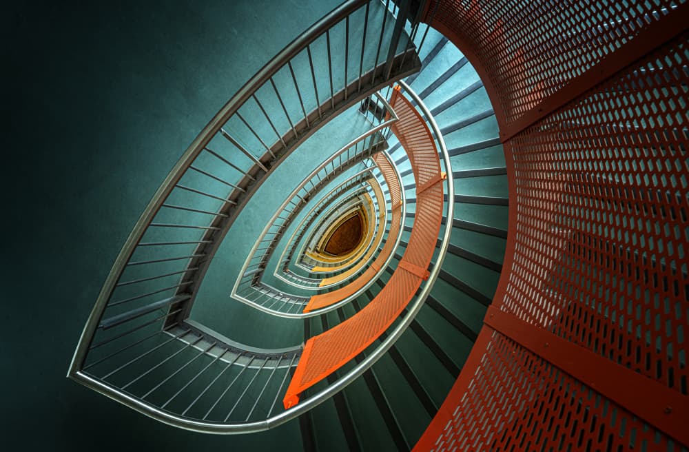 Colorful Spiral Staircase by fotomarion — canvas wall art