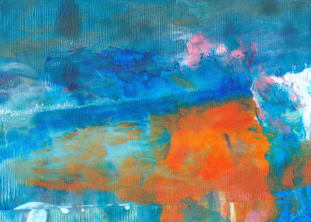 Vibrant Blue Orange Flow by Maira Ribena — canvas wall art