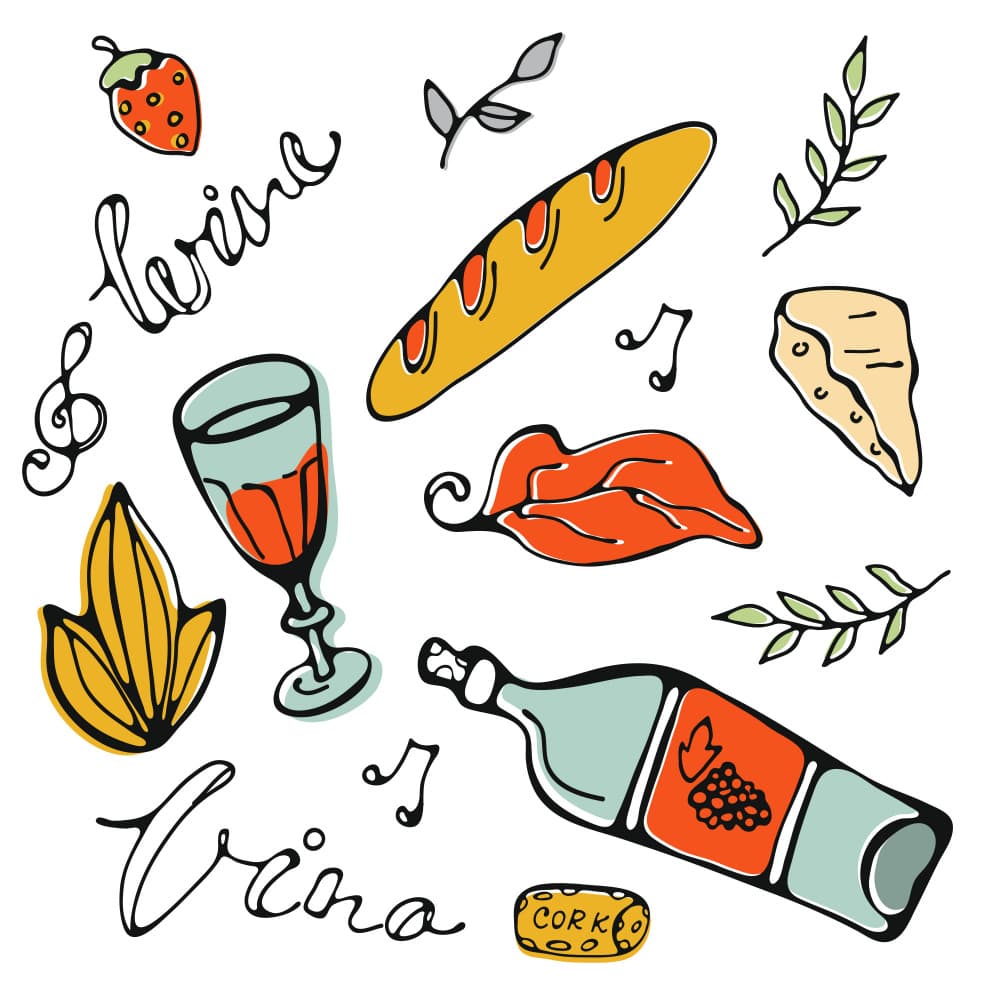 Delightful Wine and Bites by Olga Galeeva — canvas wall art