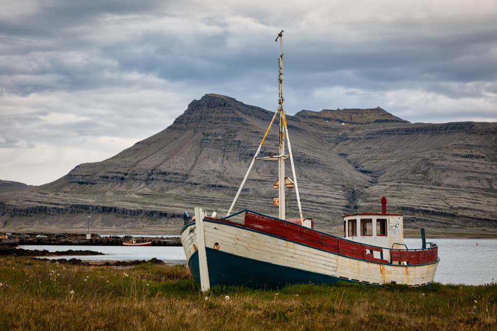 Rustic Fishing Boat Coast by Andreas Klesse — canvas wall art