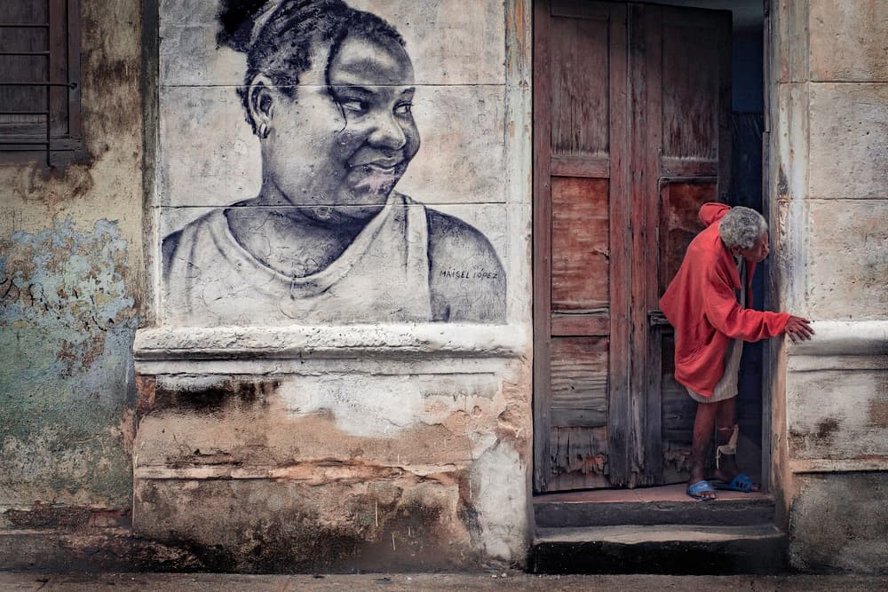 Smiling Mural Red Jacket by Andy Bauer — canvas wall art