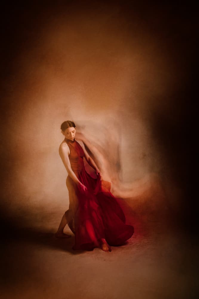 Dancer in Flowing Red by Rob Li — canvas wall art