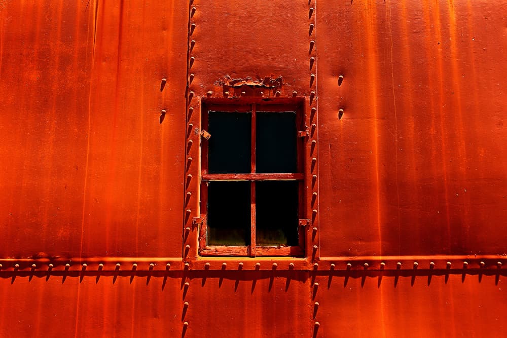 Rusty Red Window by Michael Burlak — canvas wall art